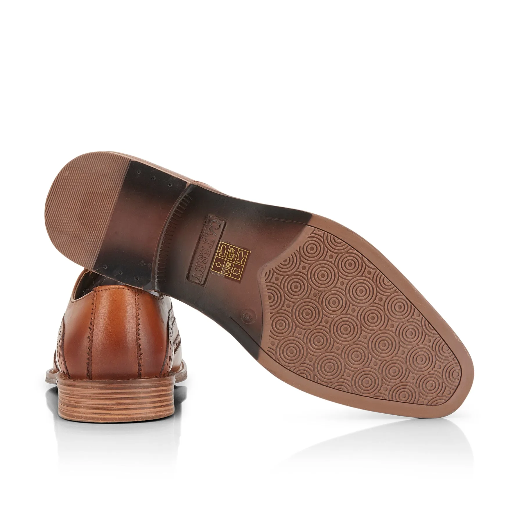 Crest Men's Brogue Shoes - Tan