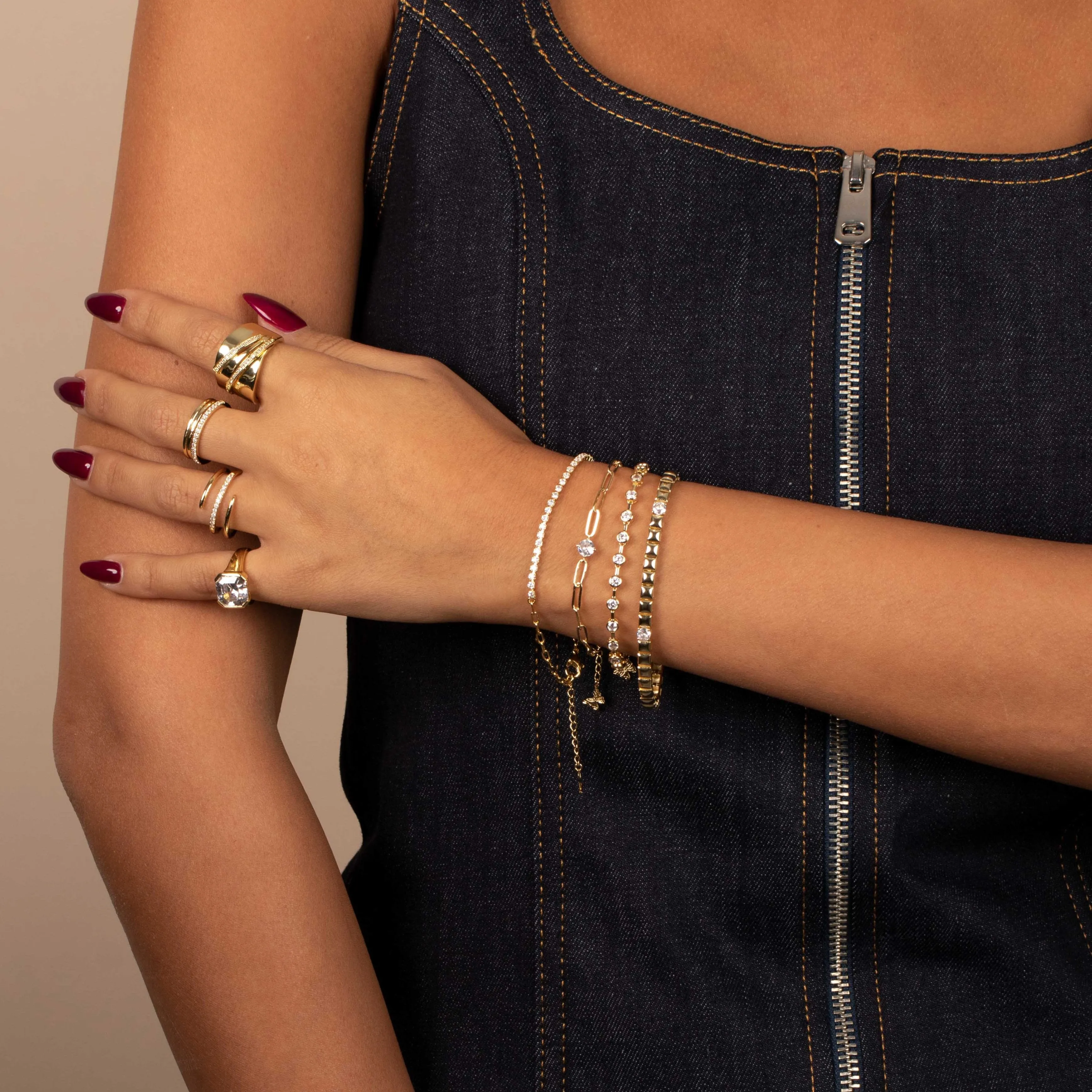CZ Half Tennis Link Bracelet