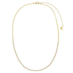 CZ Half Tennis Link Necklace