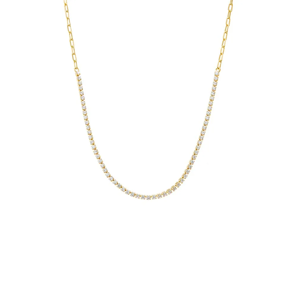 CZ Half Tennis Link Necklace