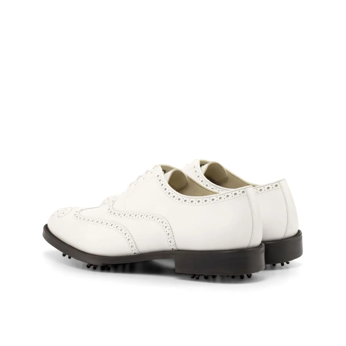 Derby brogue à lacets de golf en cuir blanc