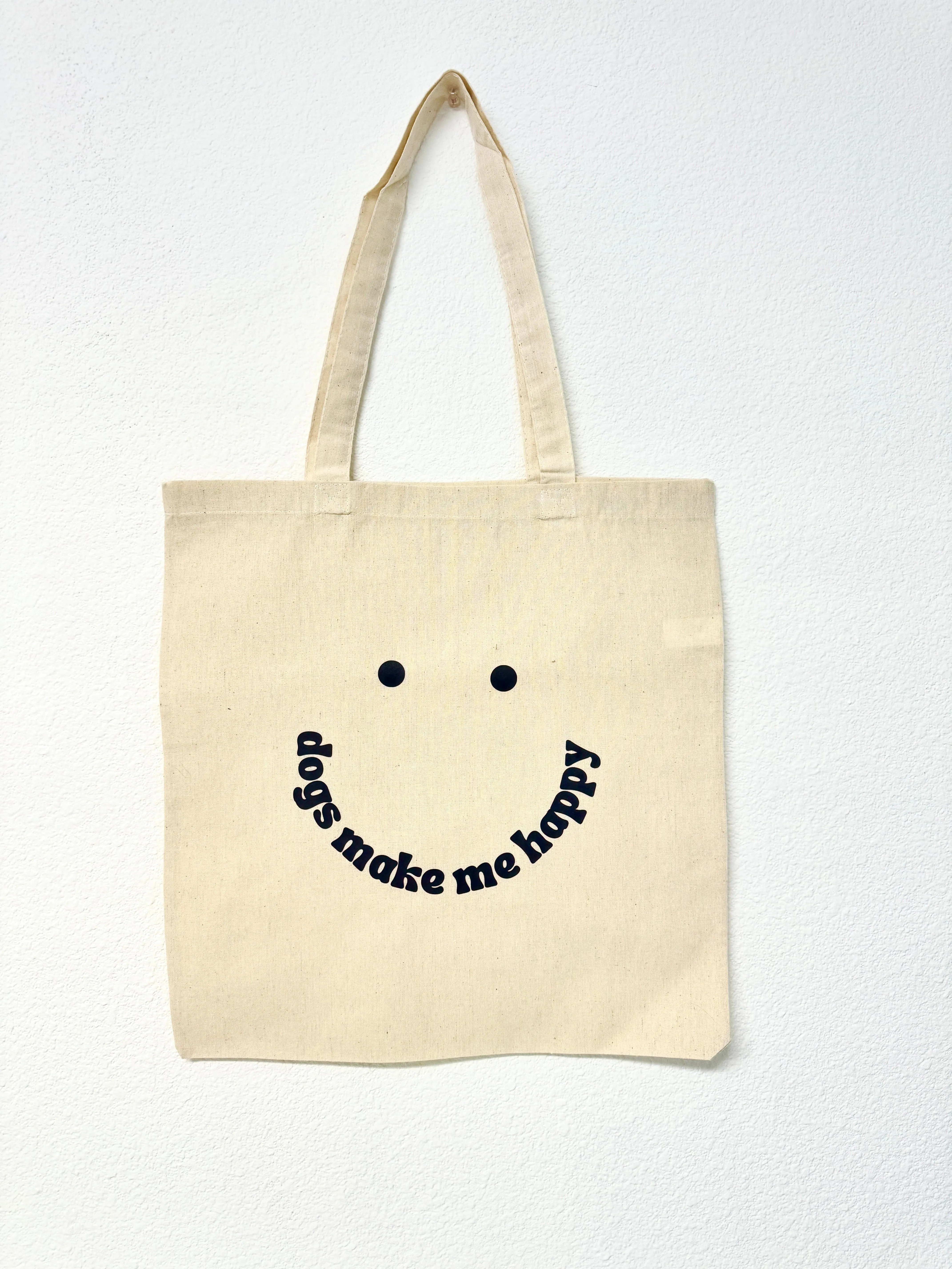 Dogs Make Me Happy Canvas Tote Bag