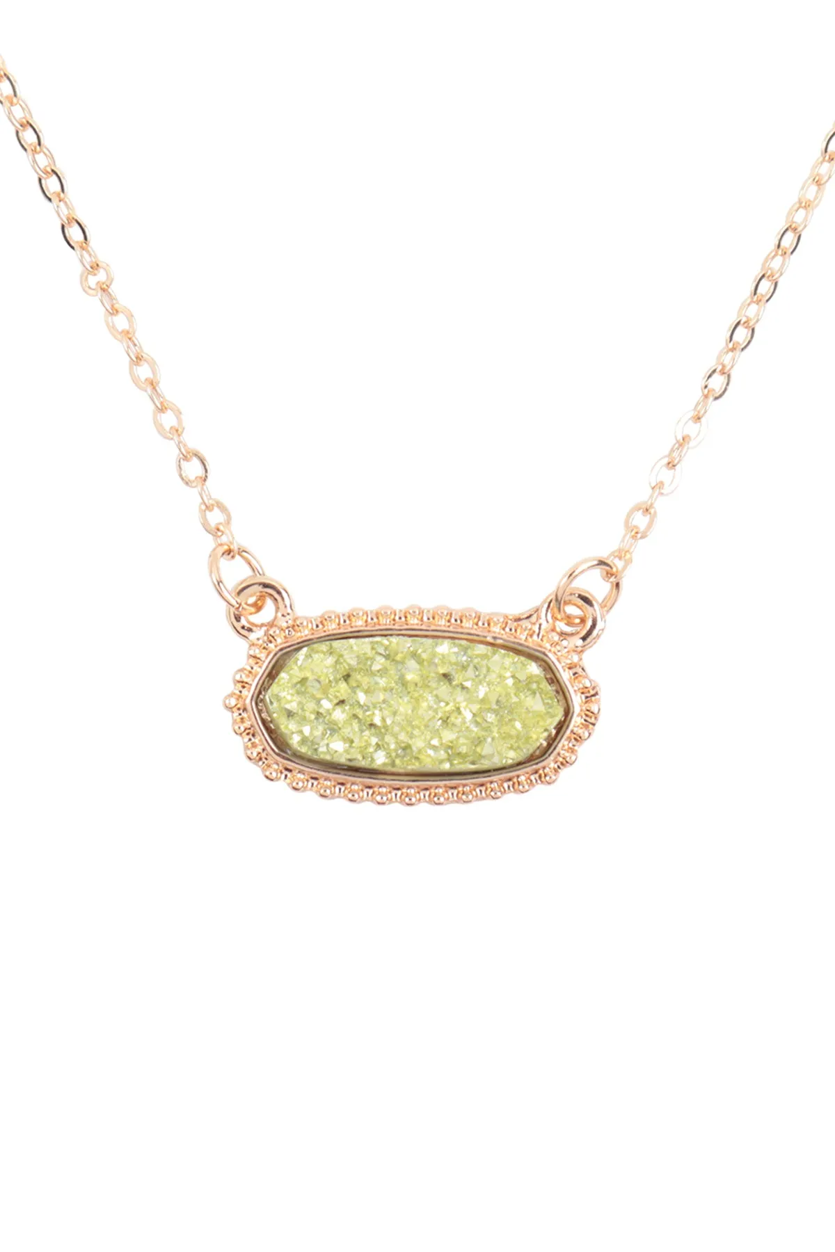 Druzy Stone Oval Stone Pendant  Necklace