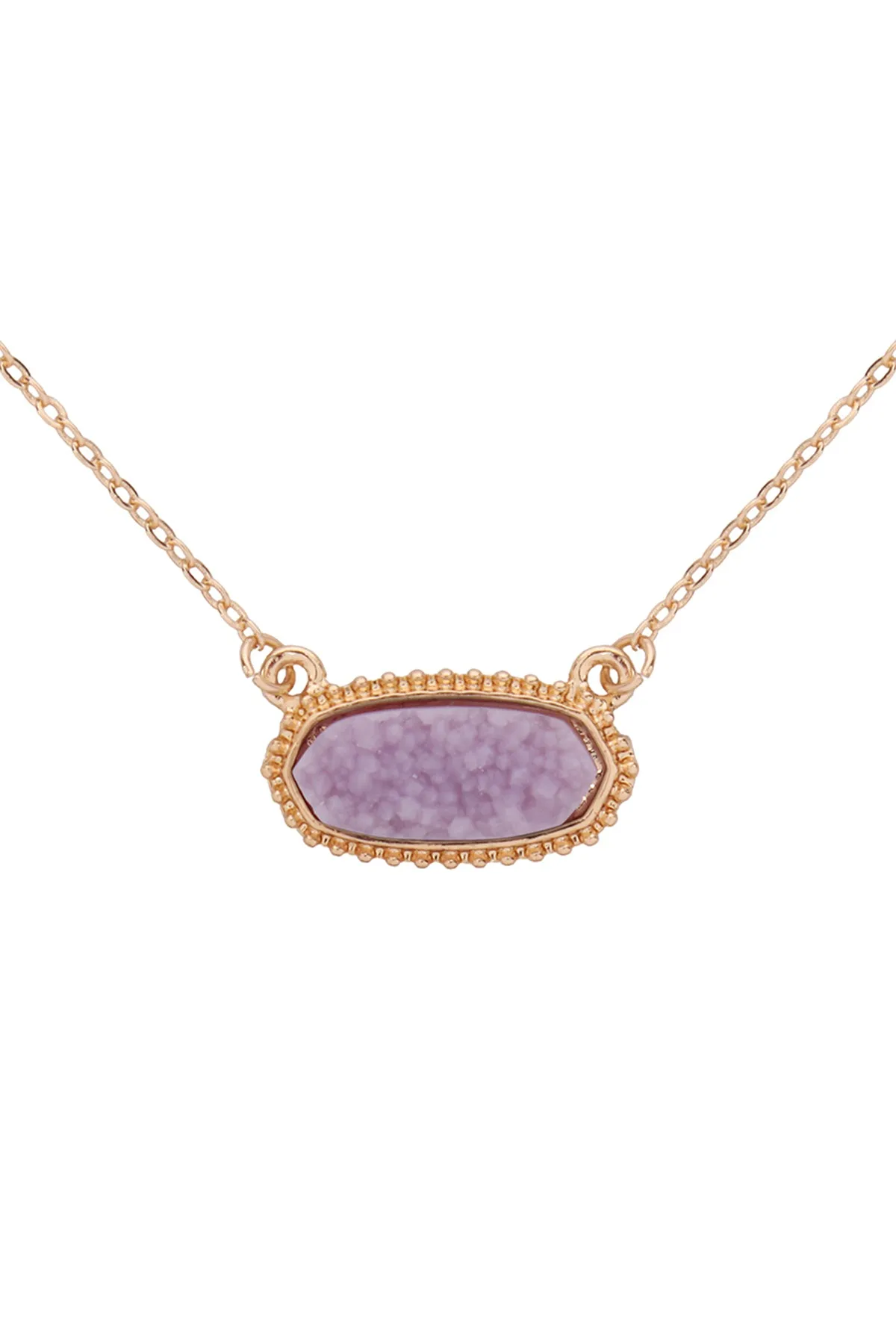 Druzy Stone Oval Stone Pendant  Necklace