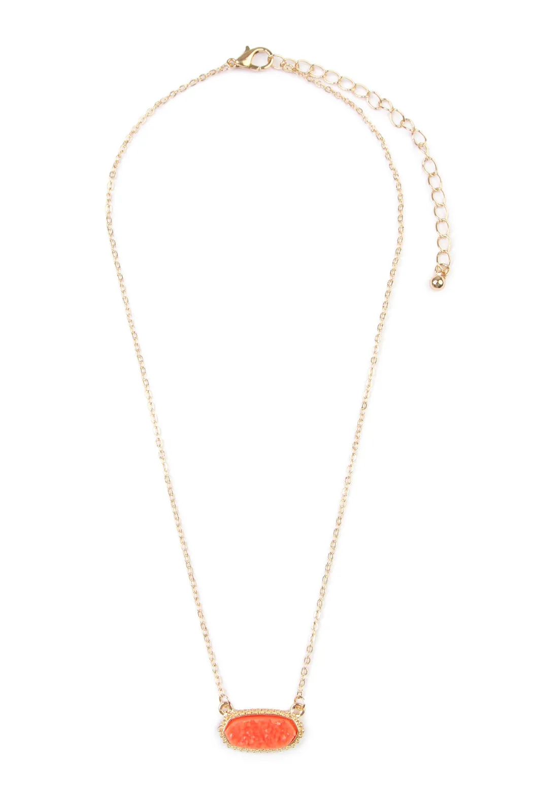 Druzy Stone Oval Stone Pendant  Necklace