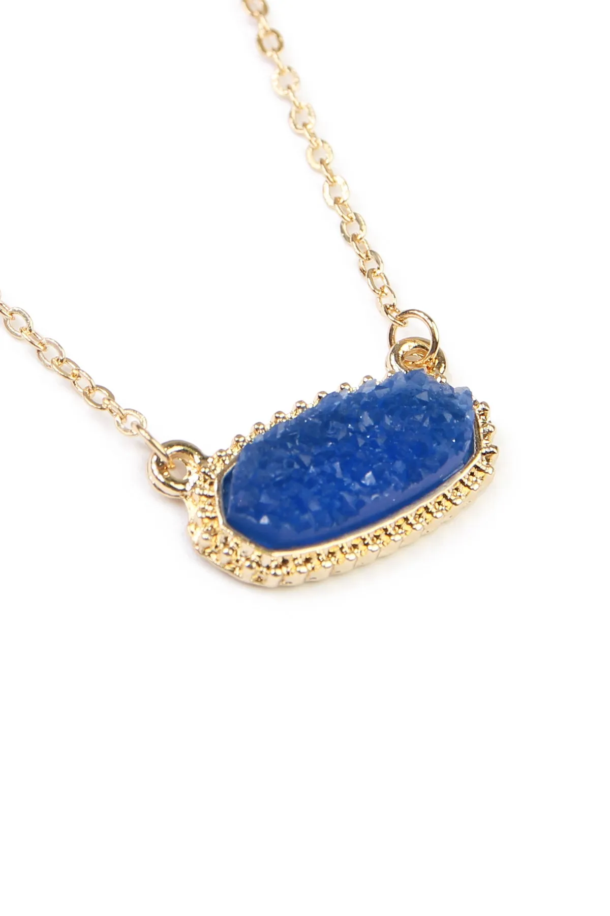 Druzy Stone Oval Stone Pendant  Necklace