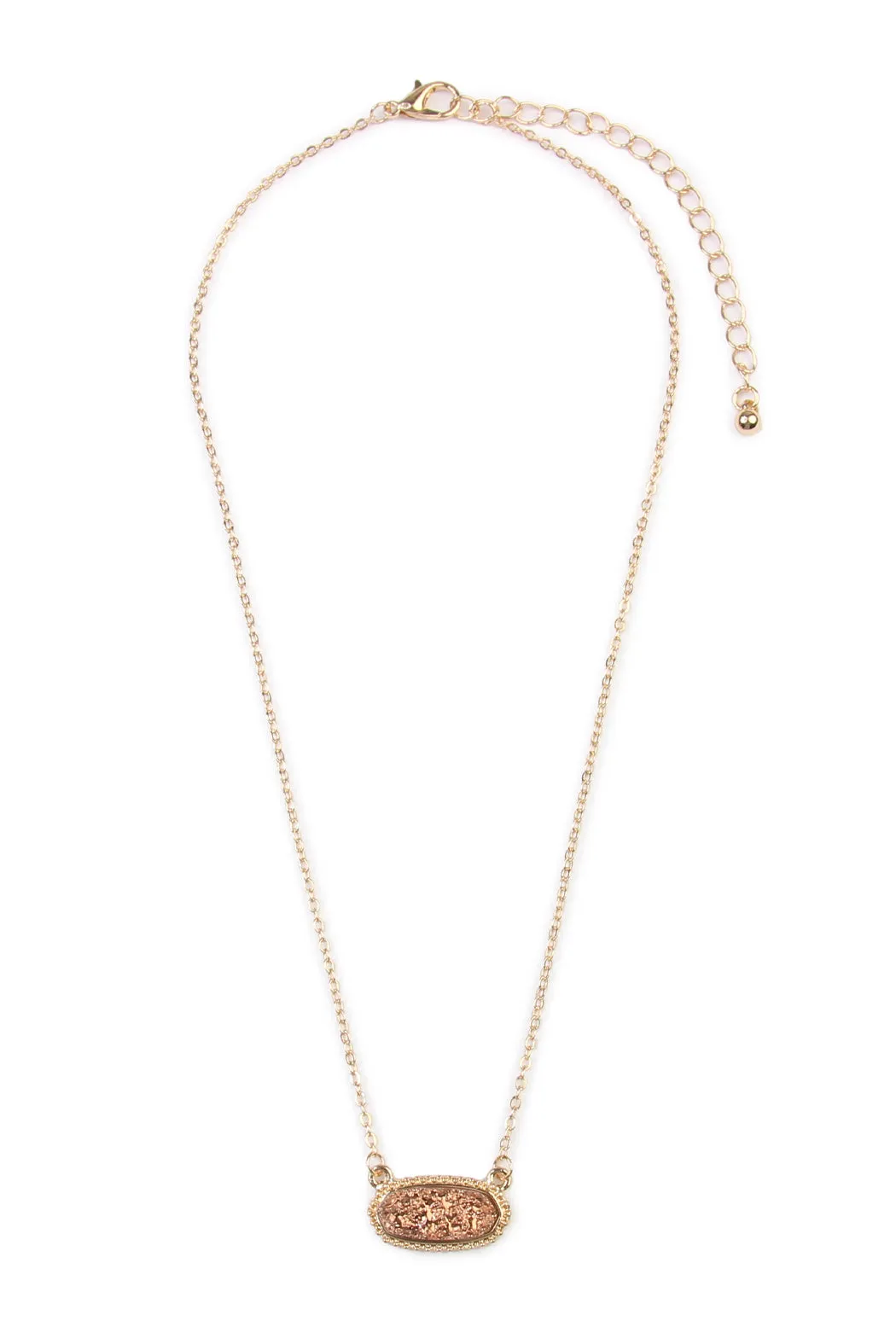 Druzy Stone Oval Stone Pendant  Necklace