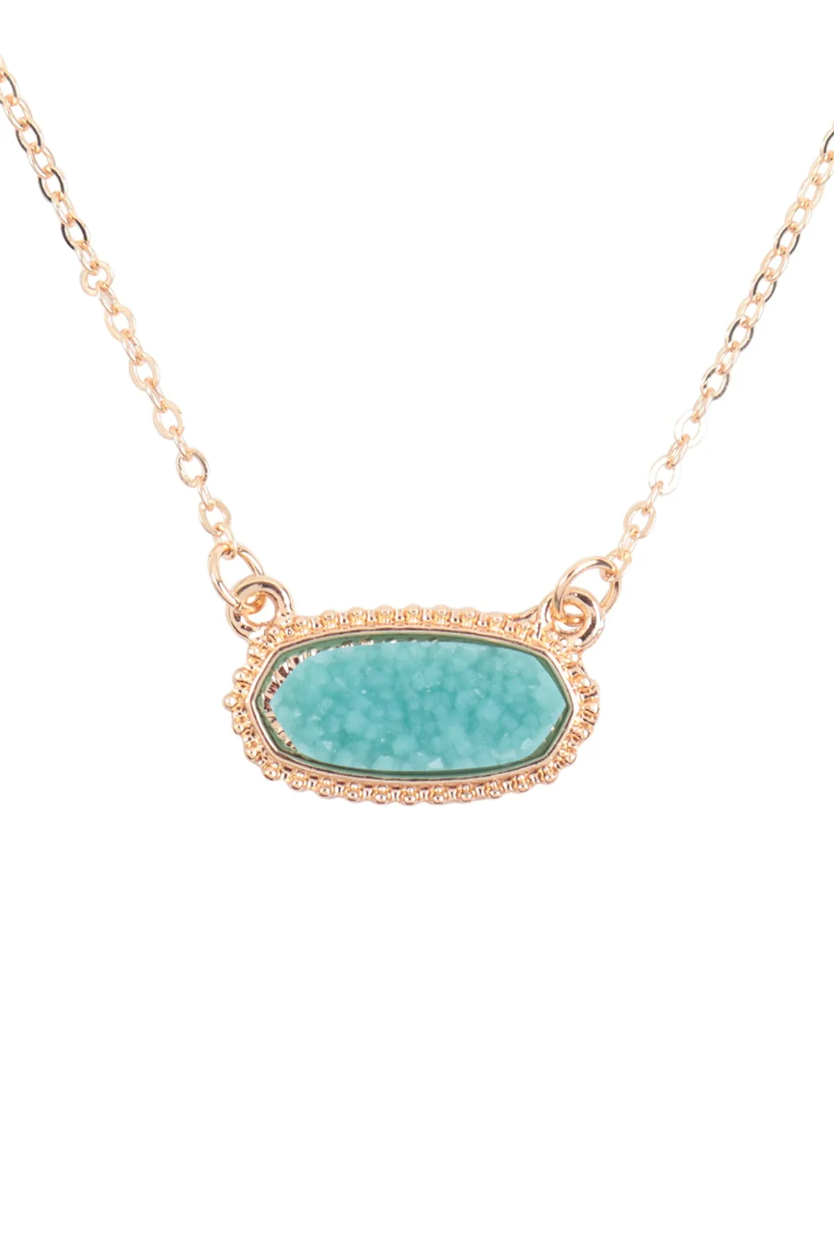 Druzy Stone Oval Stone Pendant  Necklace