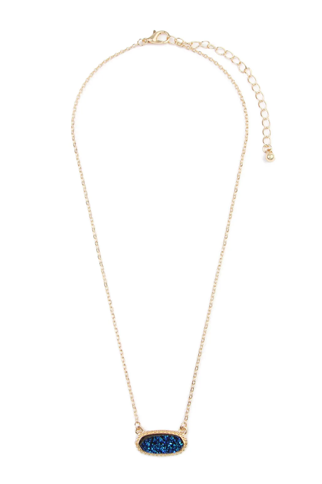Druzy Stone Oval Stone Pendant  Necklace