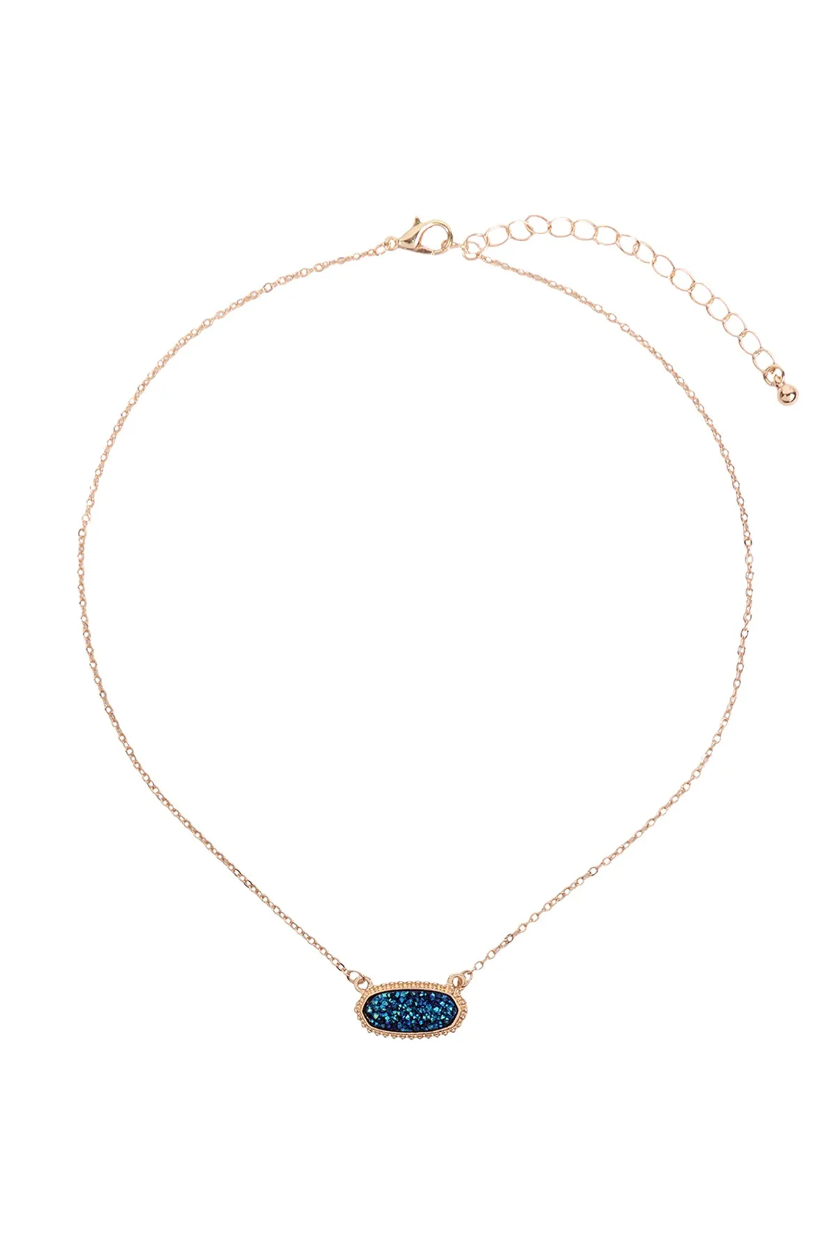 Druzy Stone Oval Stone Pendant  Necklace