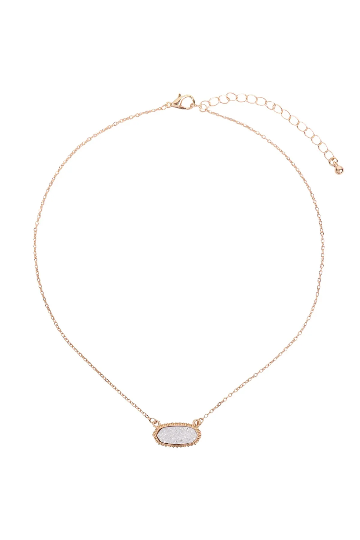 Druzy Stone Oval Stone Pendant  Necklace