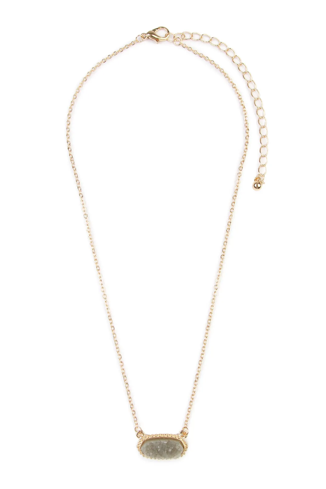 Druzy Stone Oval Stone Pendant  Necklace