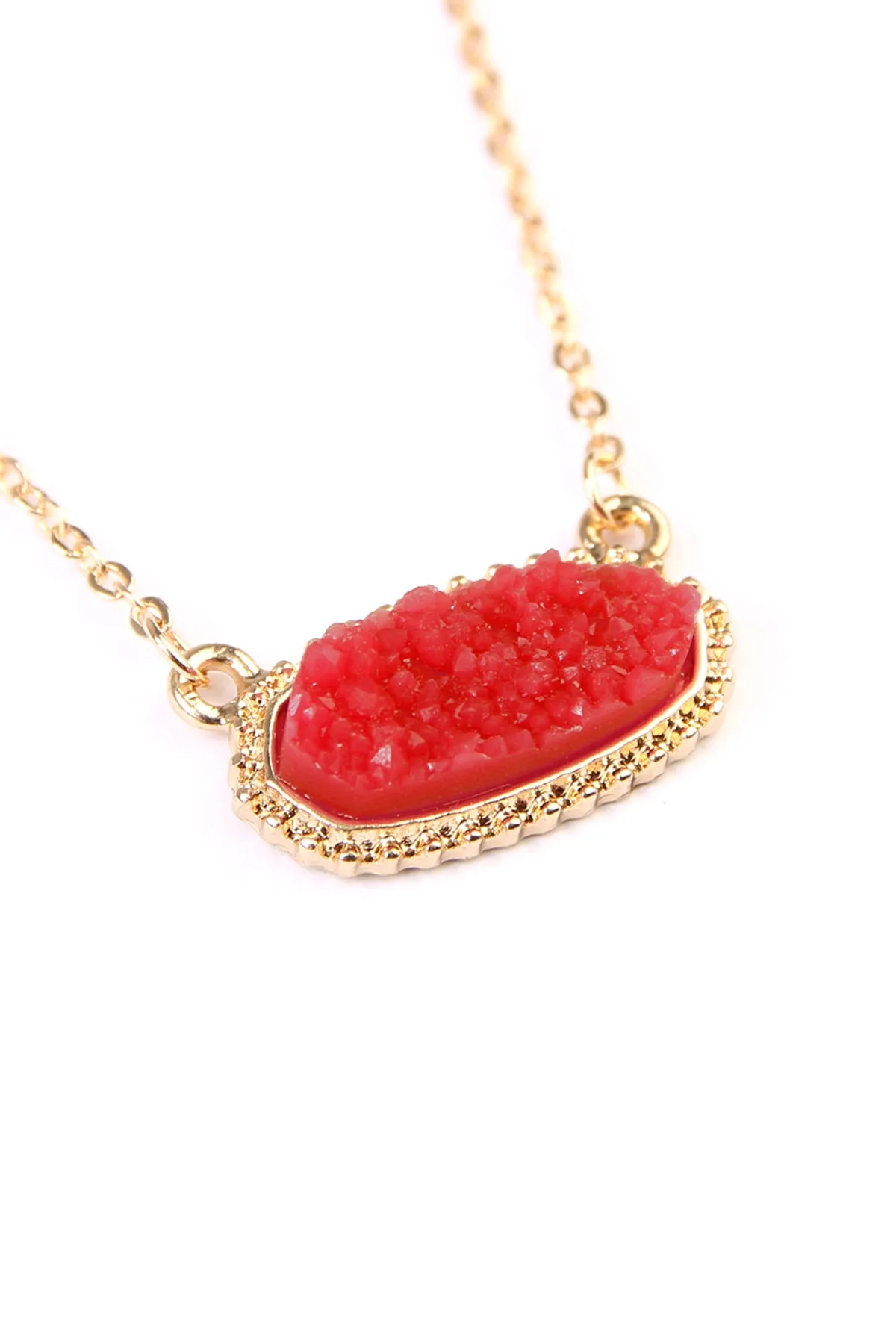 Druzy Stone Oval Stone Pendant  Necklace