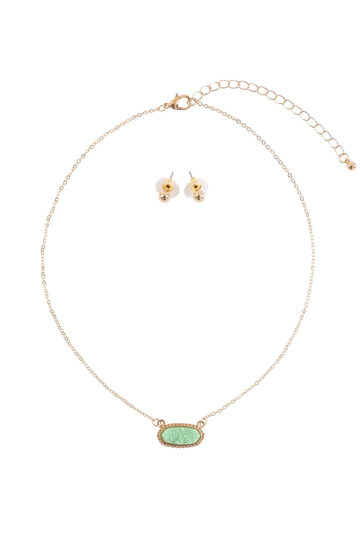 Druzy Stone Oval Stone Pendant  Necklace