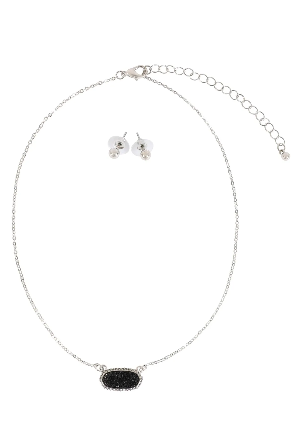 Druzy Stone Oval Stone Pendant  Necklace