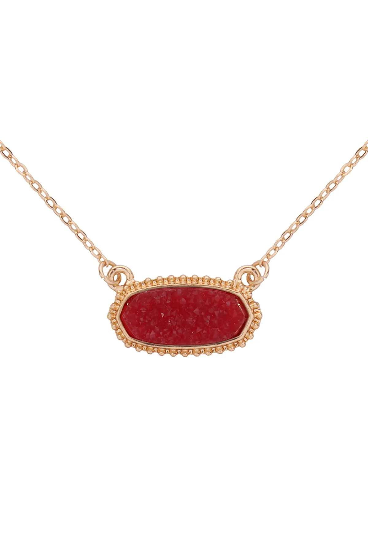 Druzy Stone Oval Stone Pendant  Necklace