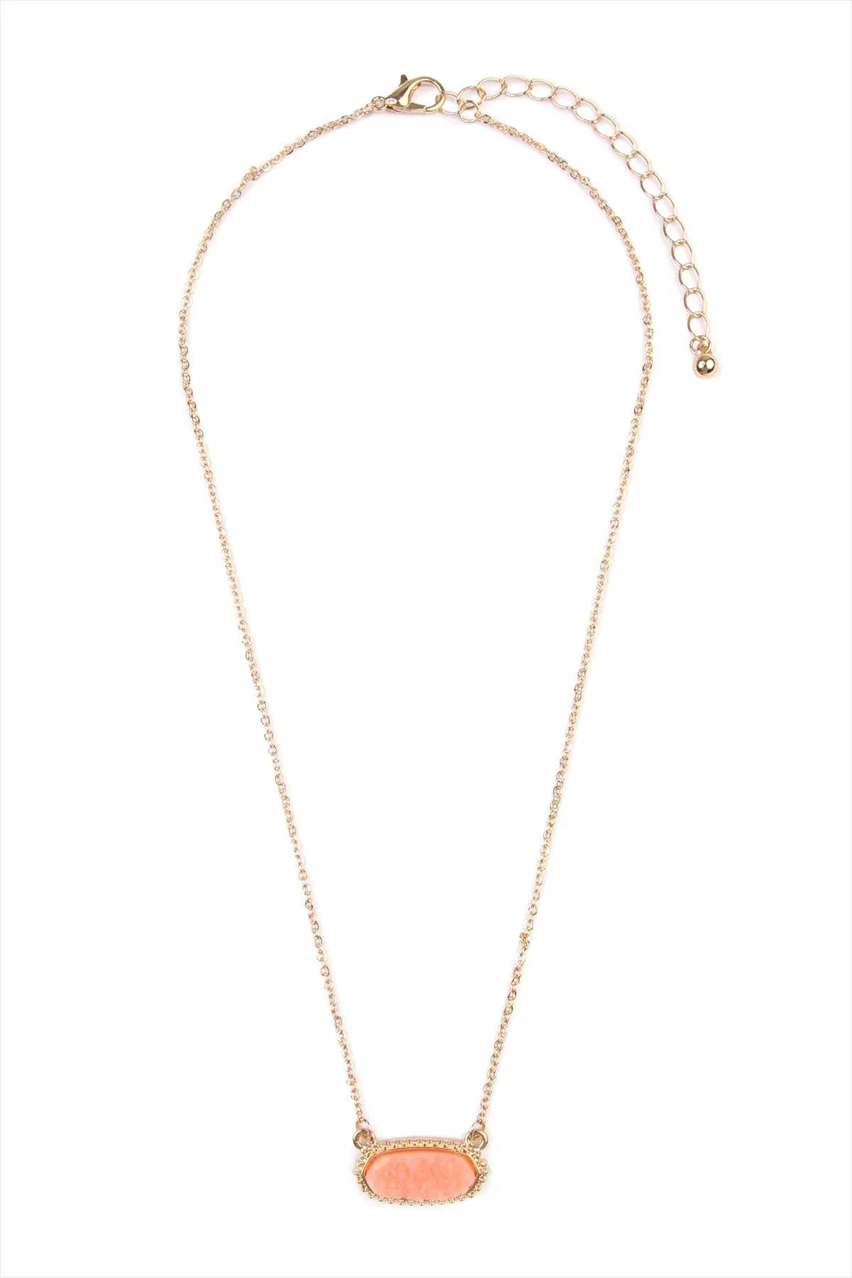 Druzy Stone Oval Stone Pendant  Necklace