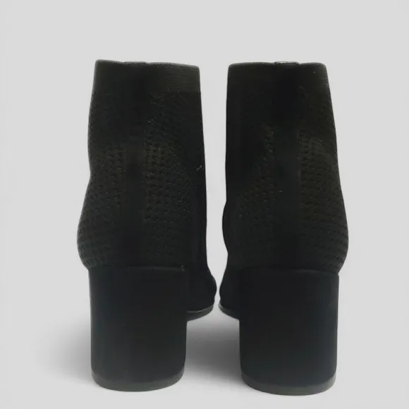 Eileen Fisher Croft Stretch Knit Open Toe Bootie Sz 8 Black Block Heel Sock Boot