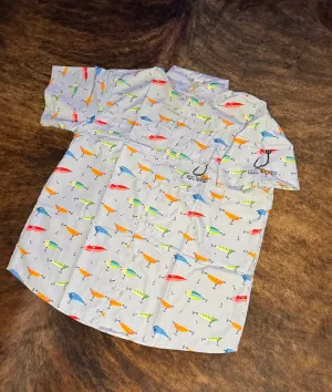Fishing Shirt Lures Short Sleeve Gray