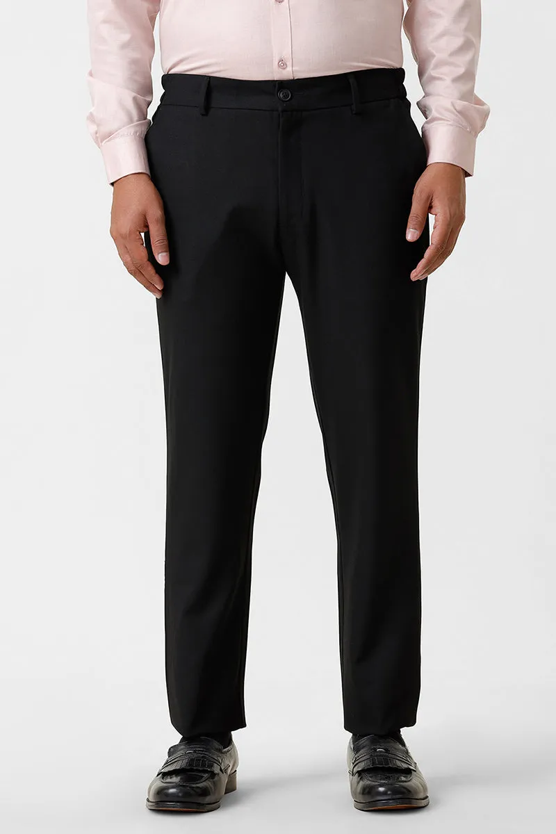 Flexi Fit - Pure Black Stretchable Formal Trousers For Men | Ariser