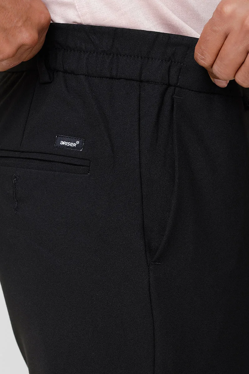 Flexi Fit - Pure Black Stretchable Formal Trousers For Men | Ariser