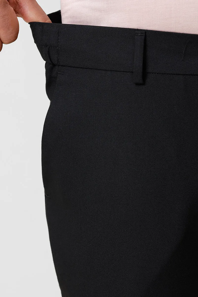 Flexi Fit - Pure Black Stretchable Formal Trousers For Men | Ariser
