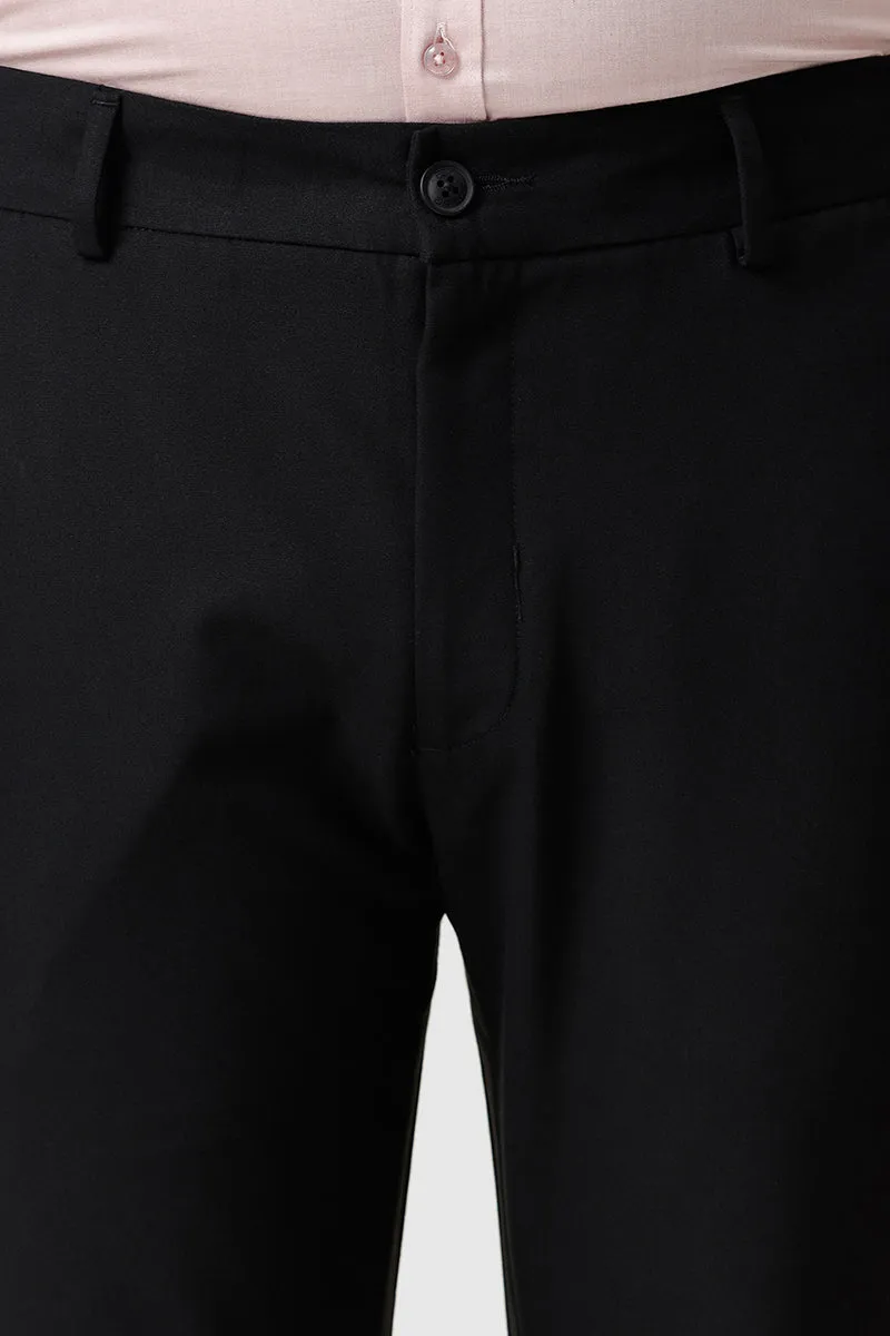 Flexi Fit - Pure Black Stretchable Formal Trousers For Men | Ariser