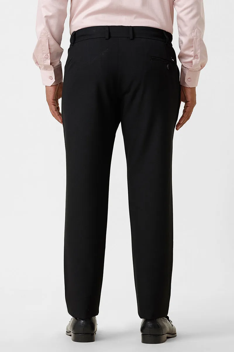Flexi Fit - Pure Black Stretchable Formal Trousers For Men | Ariser