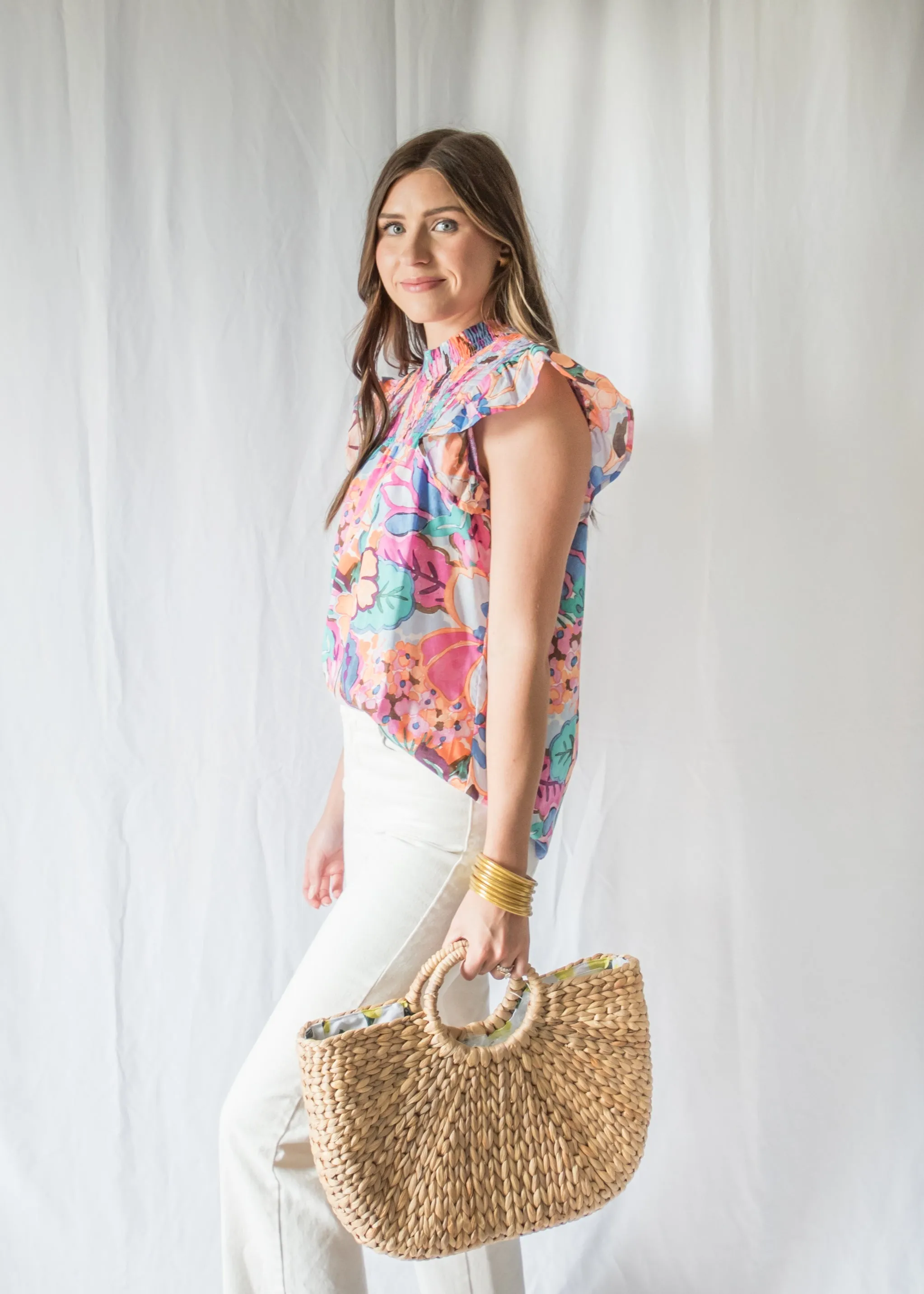 Floral Flutter Sleeve Blouse