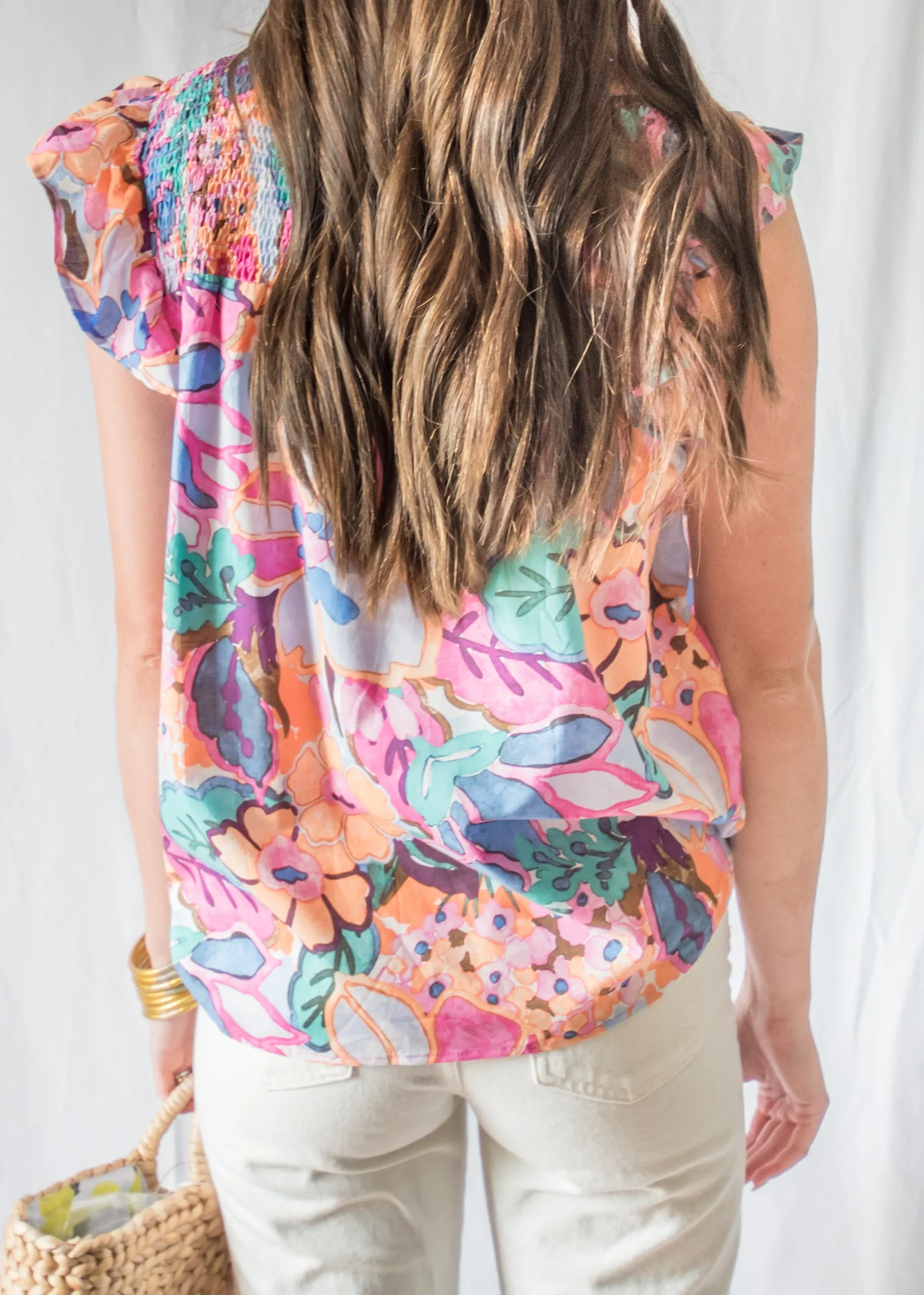 Floral Flutter Sleeve Blouse