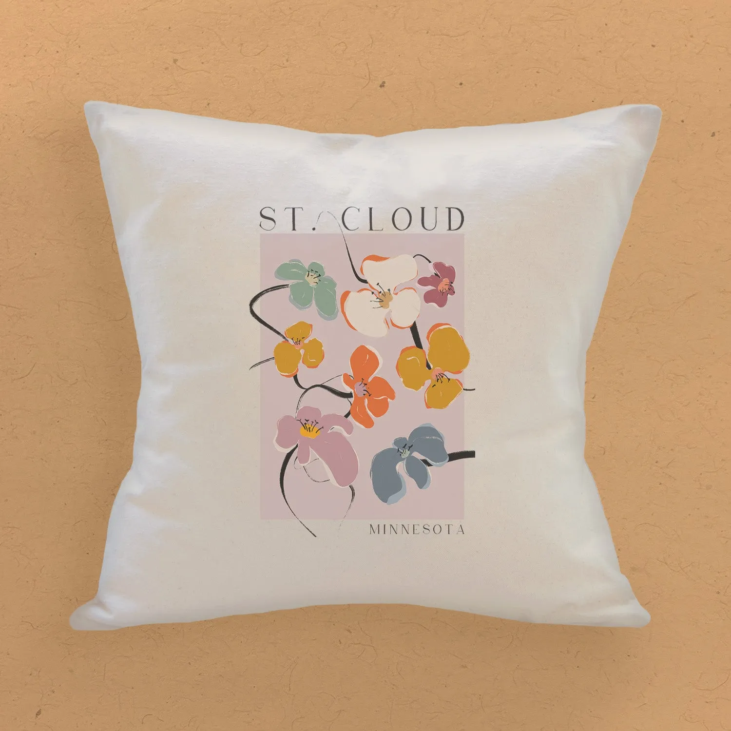 Floral Poster City State - Square Canvas Pillow