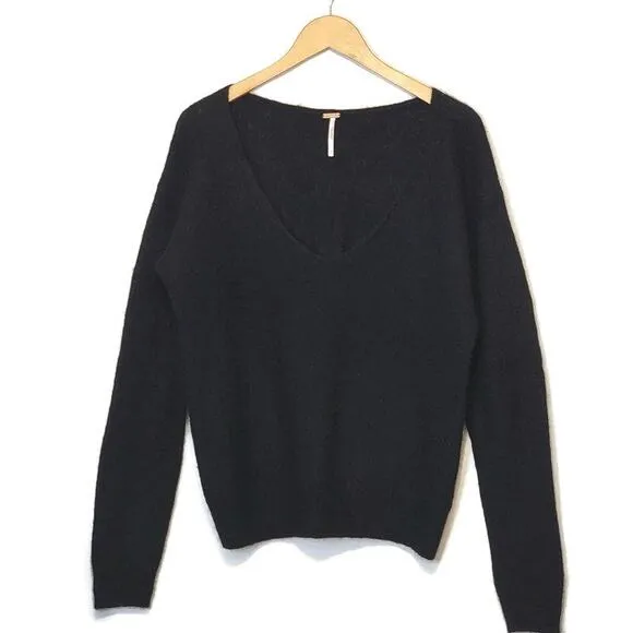 Free People Alpaca Wool Scoop Neck Long Sleeve Pullover Sweater Size S