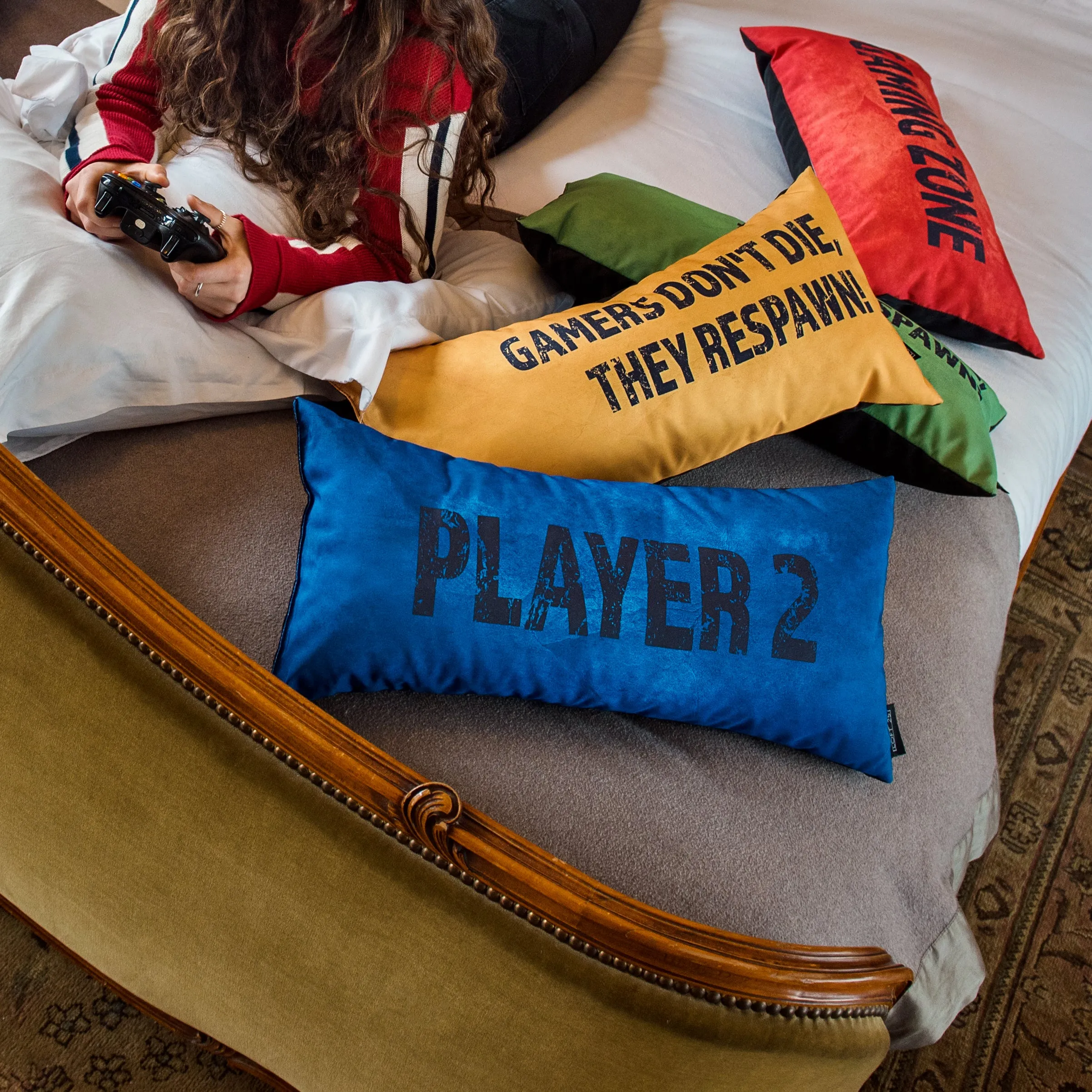 Gaming Cushion - Eat, Sleep, Game. Repeat (Purple)