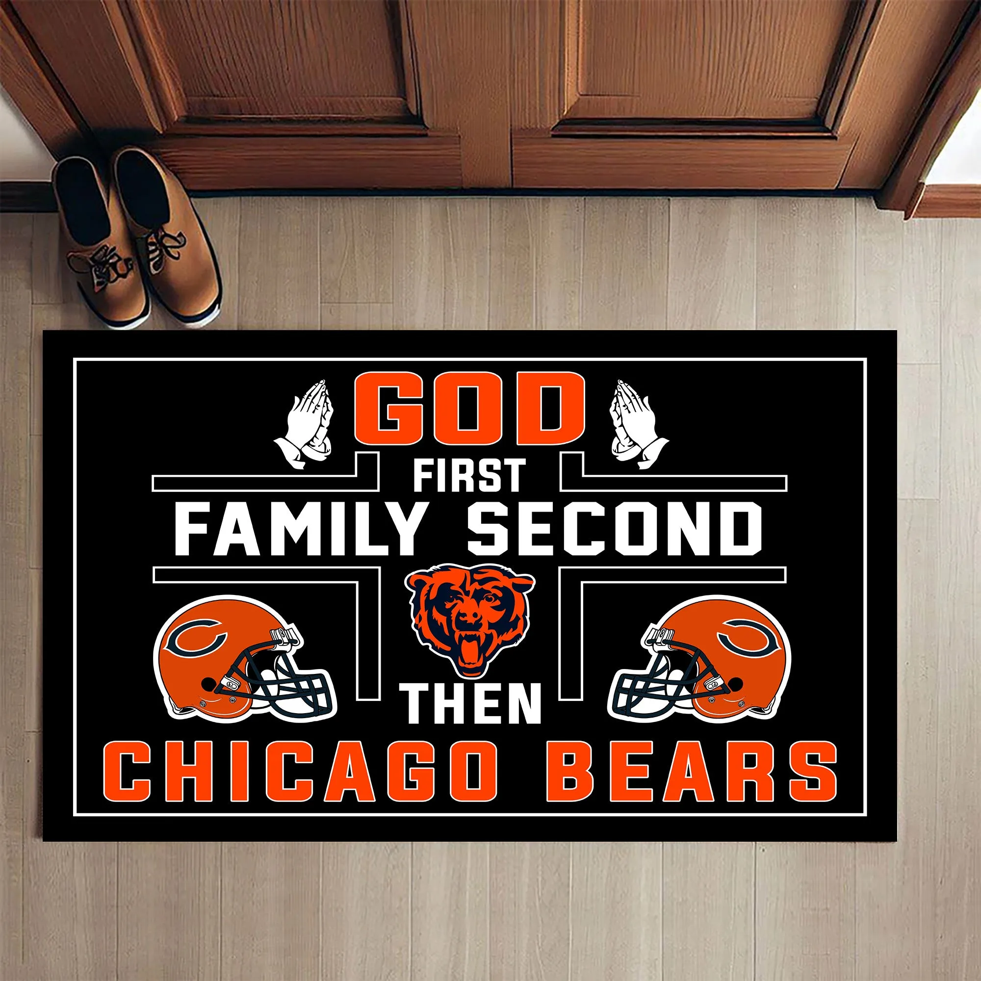 God First Family Second Then CCGB Football - Anti Slip Indoor Doormat