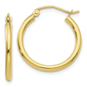 Gold Polished 2MM Round Classic Hoop Earrings