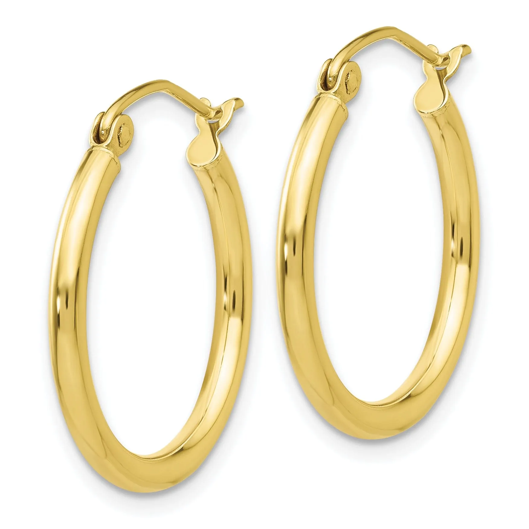 Gold Polished 2MM Round Classic Hoop Earrings
