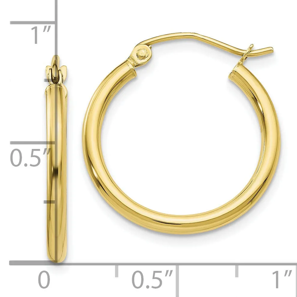Gold Polished 2MM Round Classic Hoop Earrings