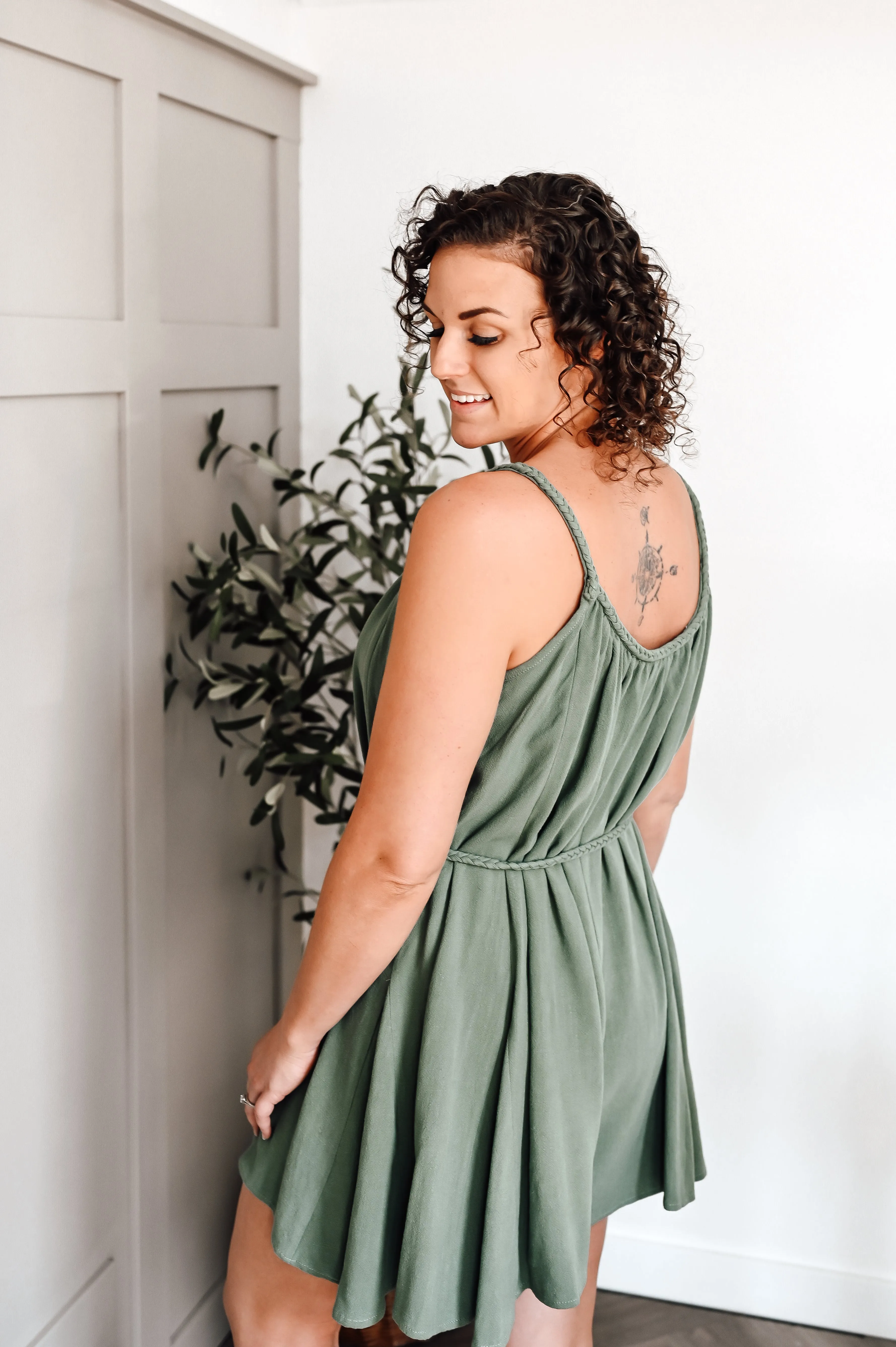 Green Braided Romper *FINAL SALE*