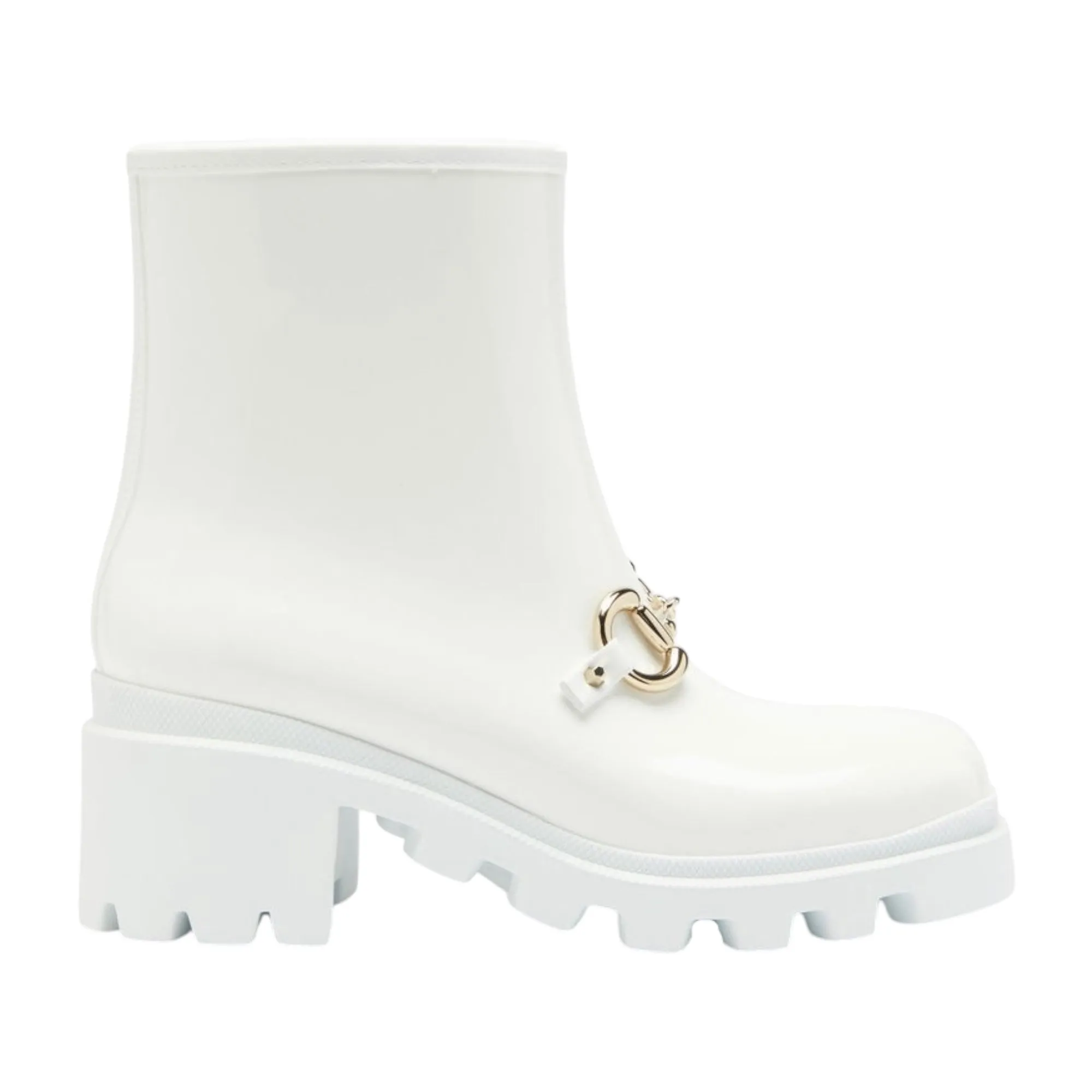 Gucci Shoes, White Horsebit Rubber Boots (size 40)
