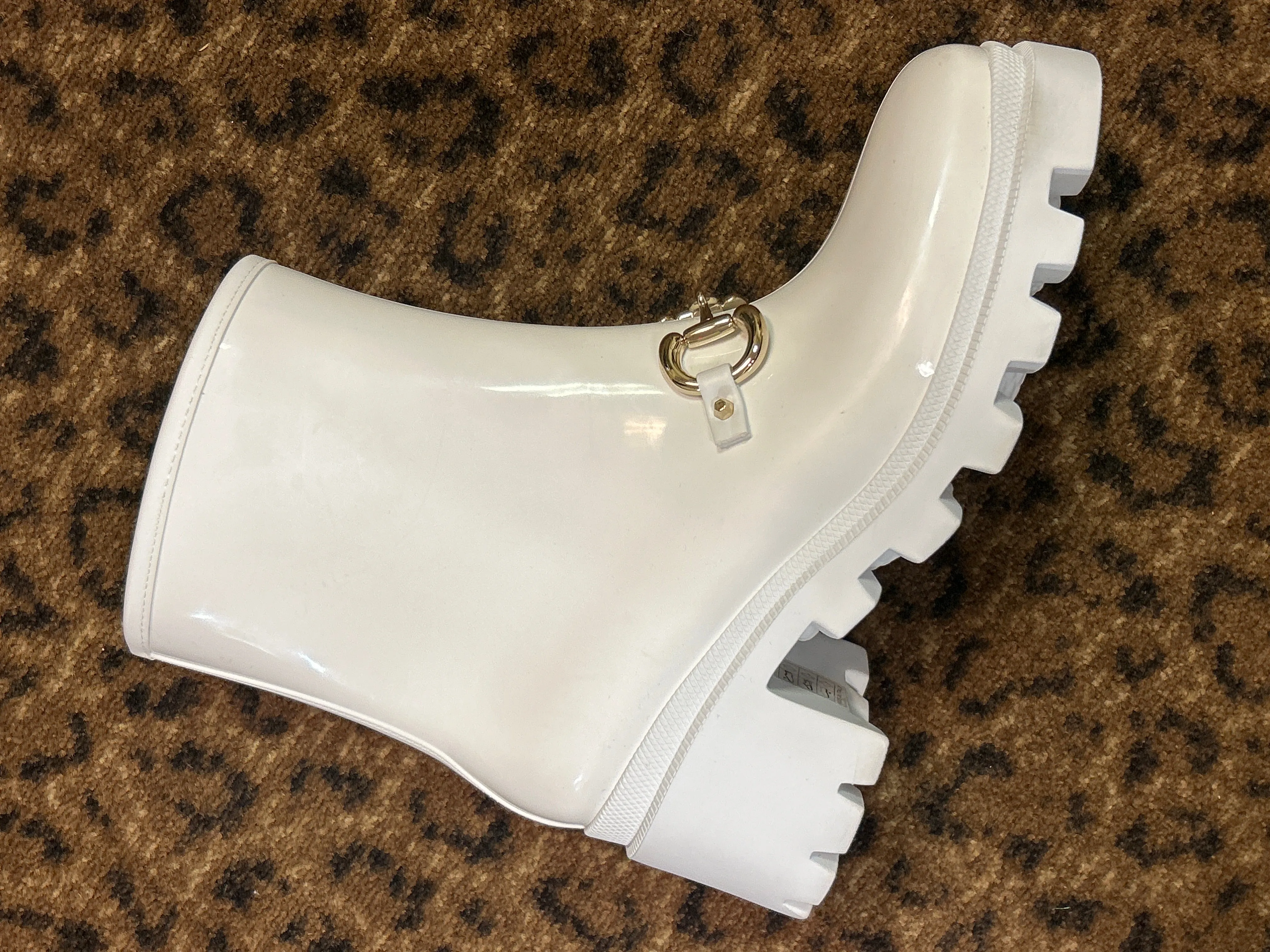 Gucci Shoes, White Horsebit Rubber Boots (size 40)