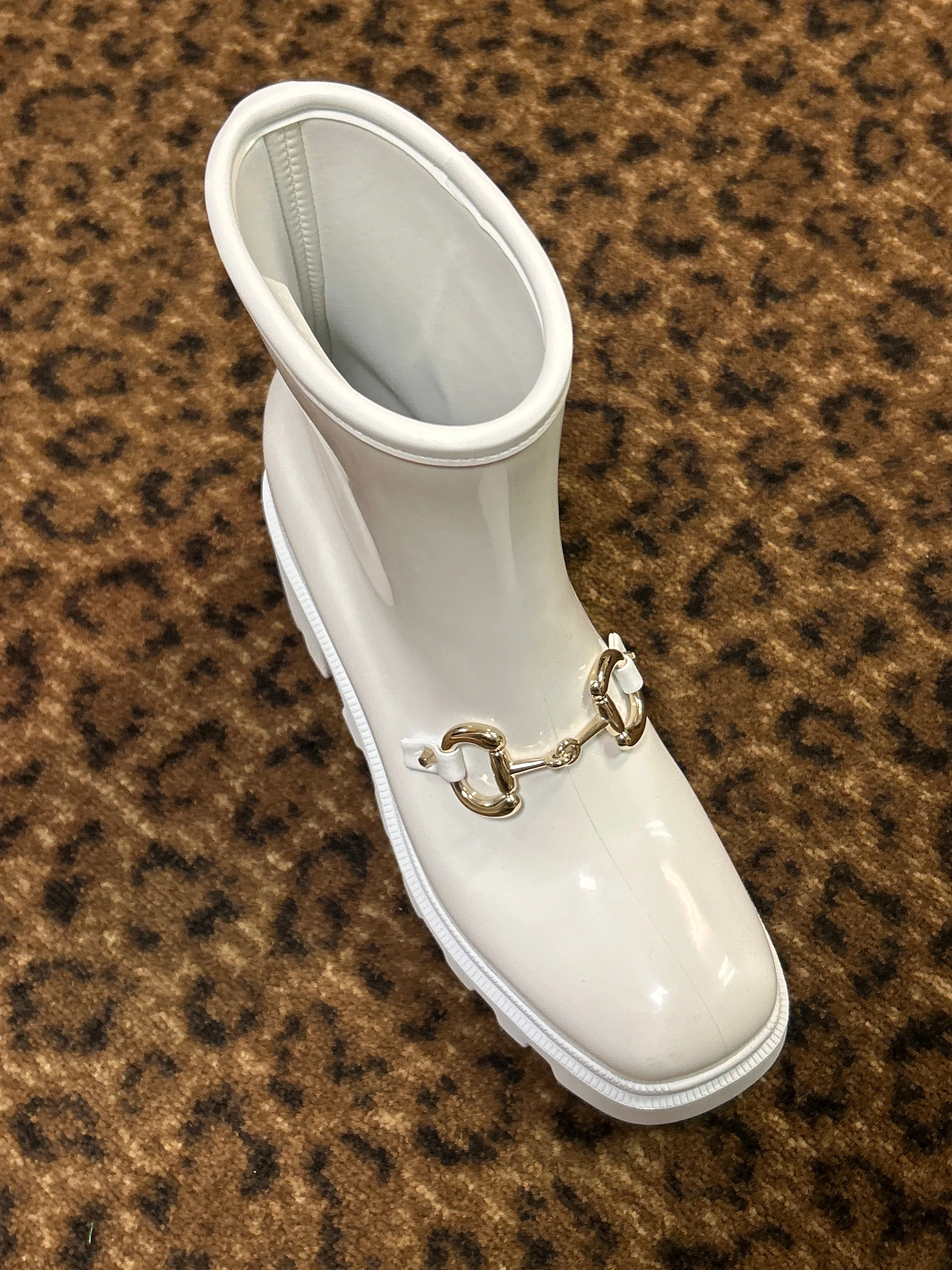 Gucci Shoes, White Horsebit Rubber Boots (size 40)
