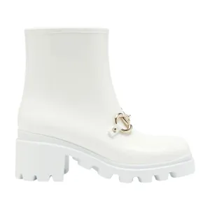 Gucci Shoes, White Horsebit Rubber Boots (size 40)