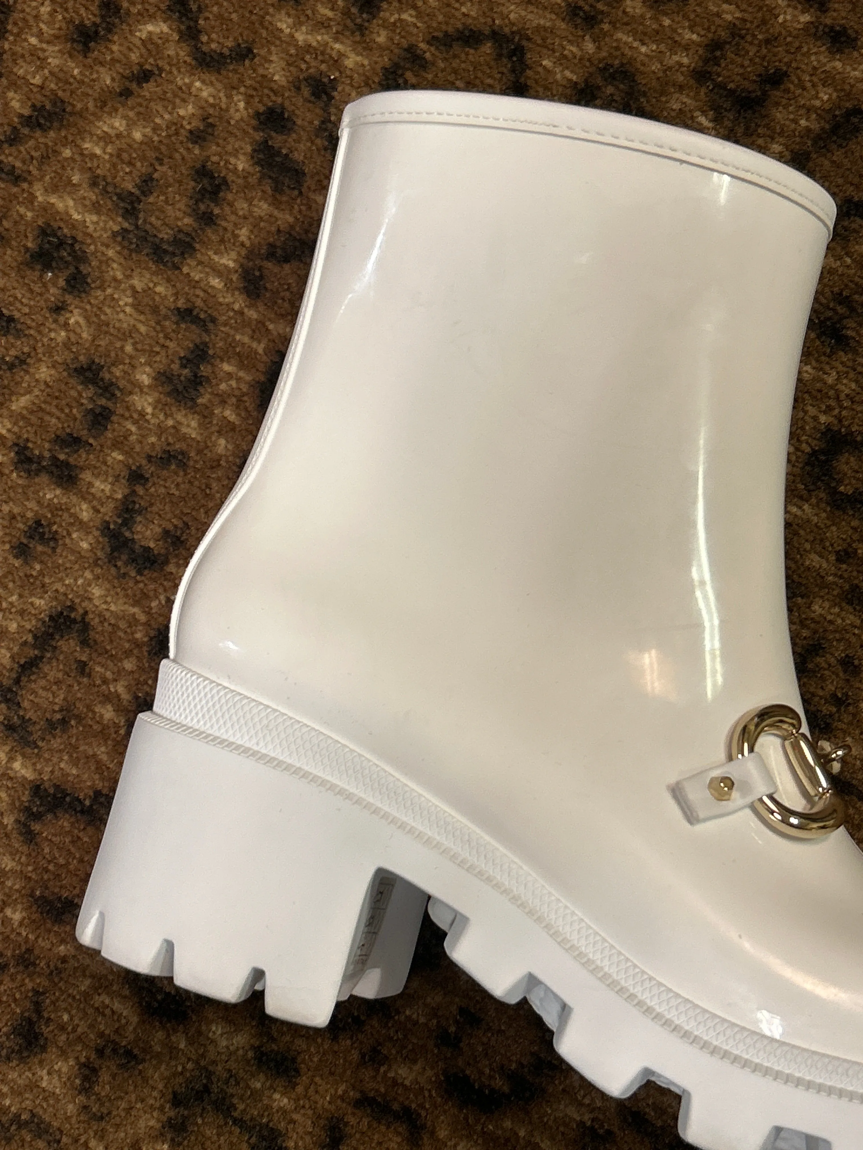 Gucci Shoes, White Horsebit Rubber Boots (size 40)