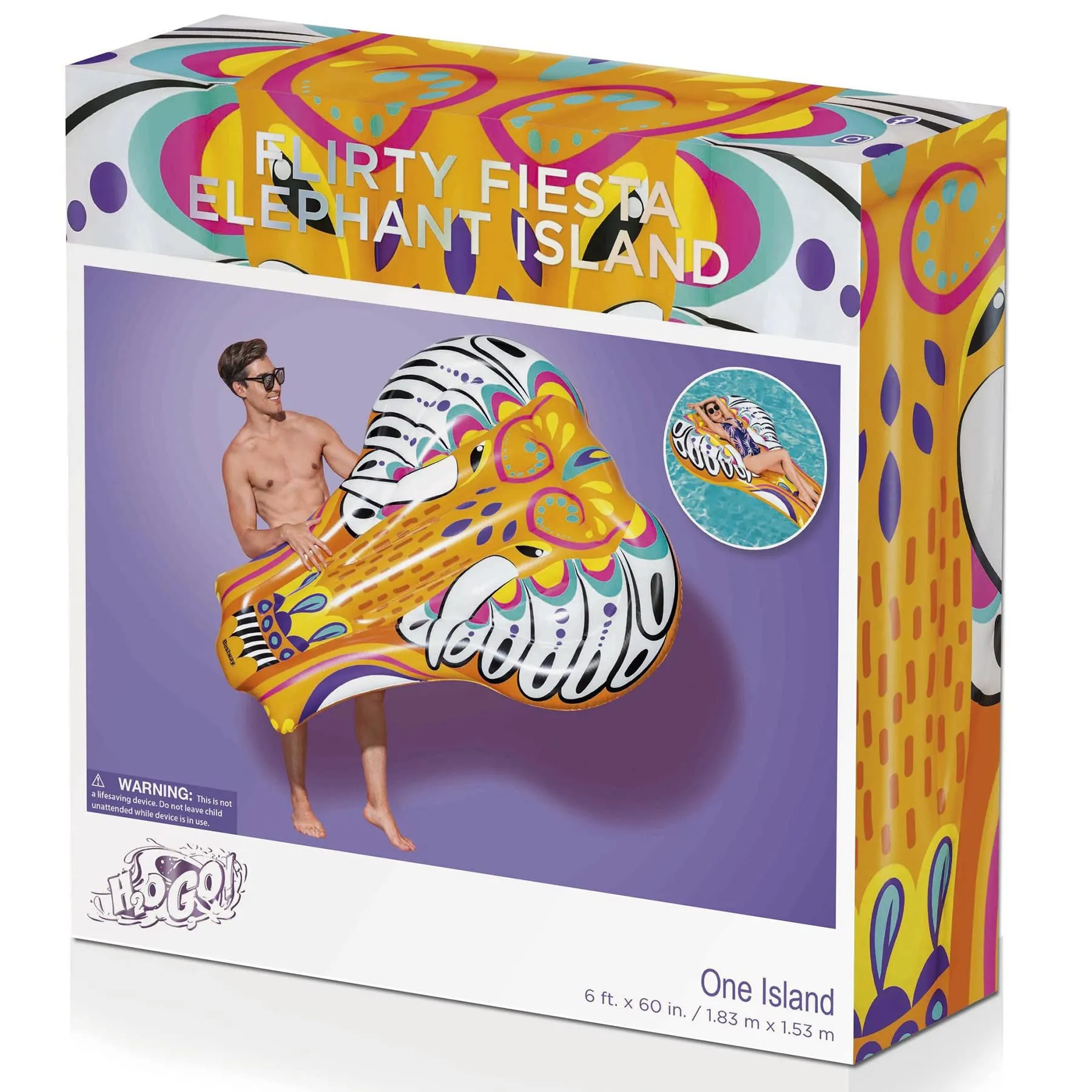 H2O GO Inflatable Flirty Fiesta Elephant Pool/Water/Beach Float