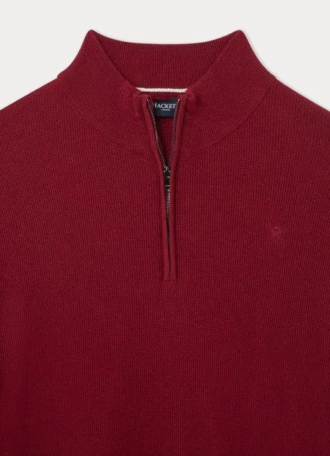 Hackett Mens Half-zip sweater - Red Syrah