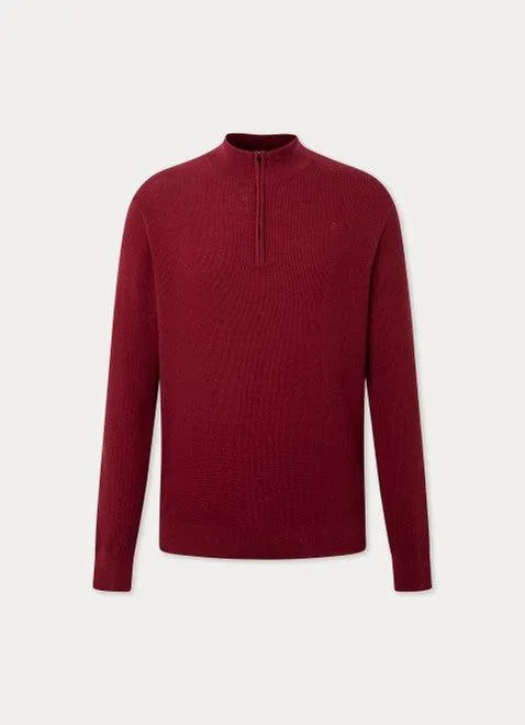 Hackett Mens Half-zip sweater - Red Syrah