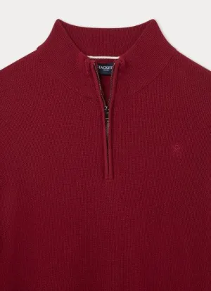 Hackett Mens Half-zip sweater - Red Syrah