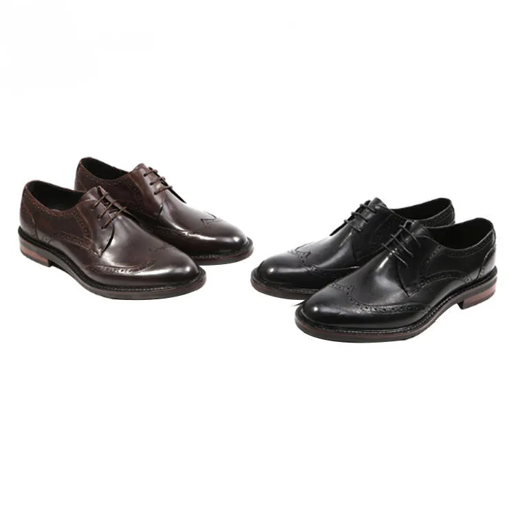 Handmade Black & Brown Leather Wingtip Dress Shoes