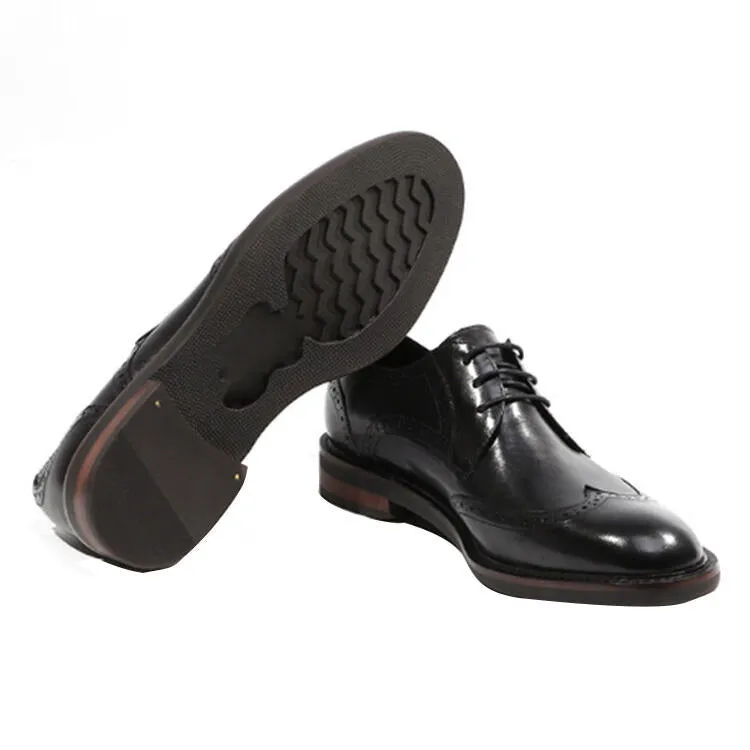 Handmade Black & Brown Leather Wingtip Dress Shoes
