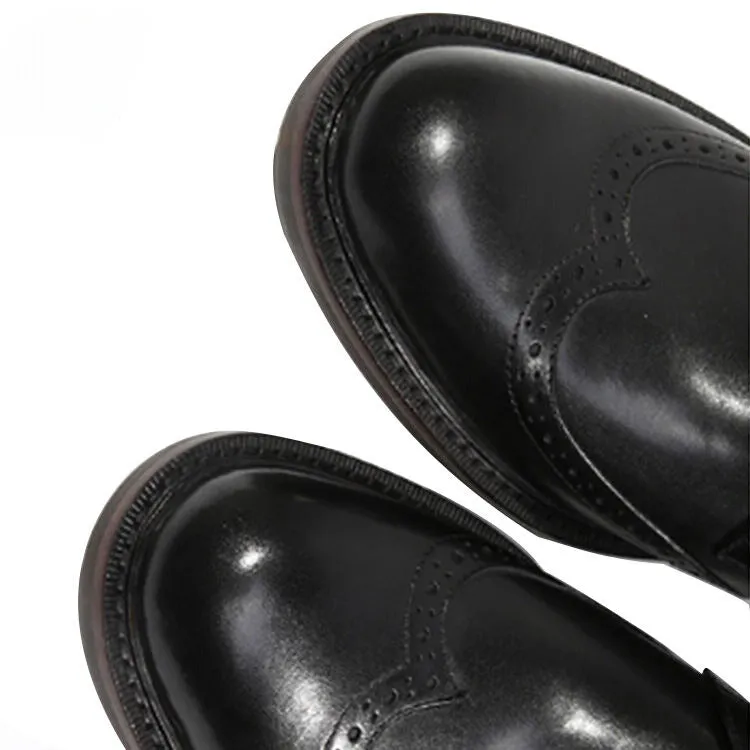 Handmade Black & Brown Leather Wingtip Dress Shoes